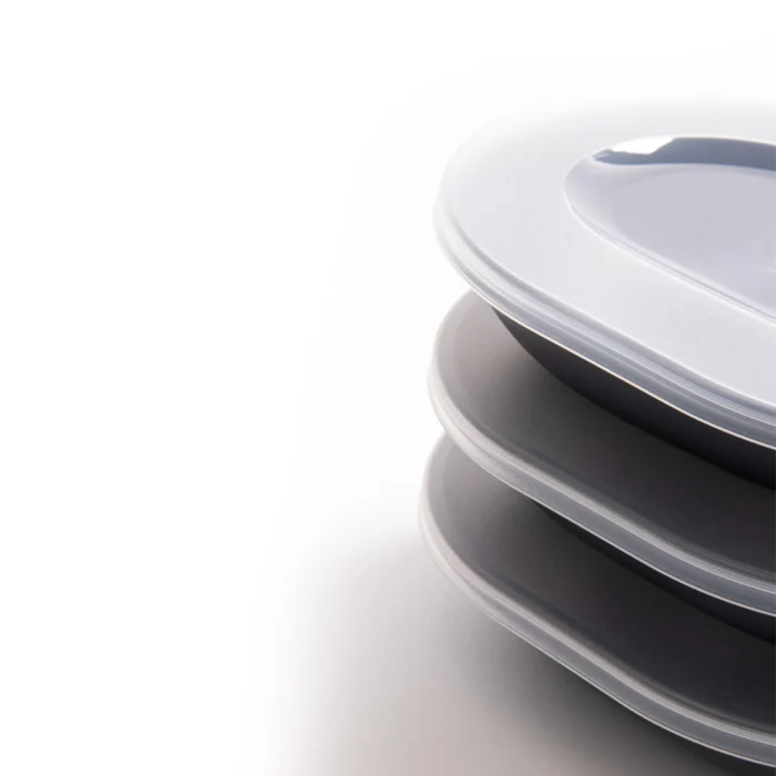 reusable oval food bowl 1000ml with lid stacked