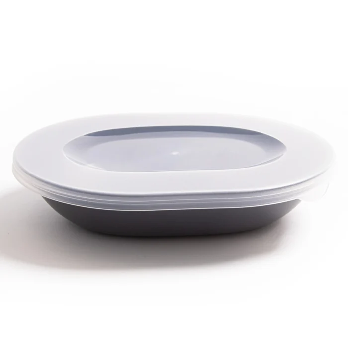 Large oval transparent food bowl lid