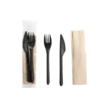 Cutlery Set 3-in-1 Black PP (Fork-Knife-Napkin) | 400 pcs/box